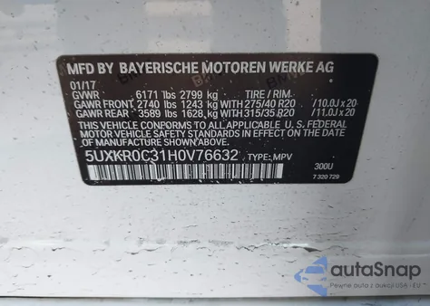 2017 BMW X5 xDrive35I from USA, damaged, VIN 5UXKR0C31H0V76632